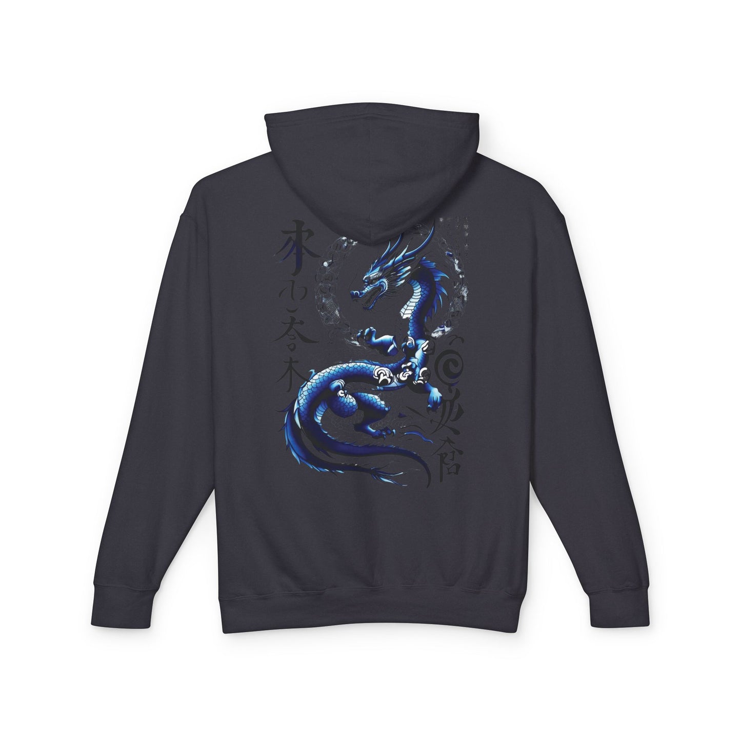 Unisex Hoodie with Dragon and Calligraphy Design - Lightweight Streetwear