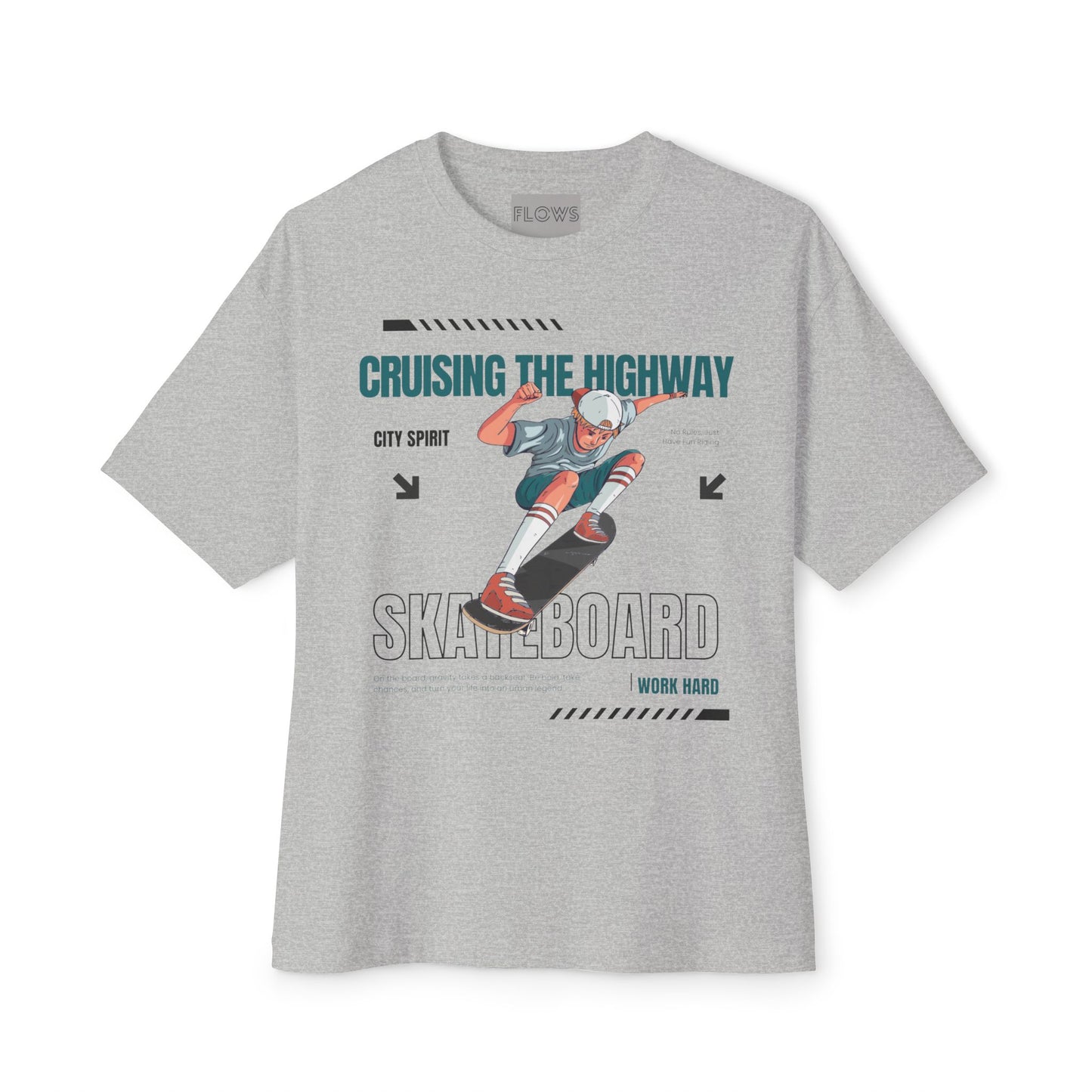 Unisex Oversized Boxy Tee - 'Cruising the Highway' Skateboard Graphic Tee