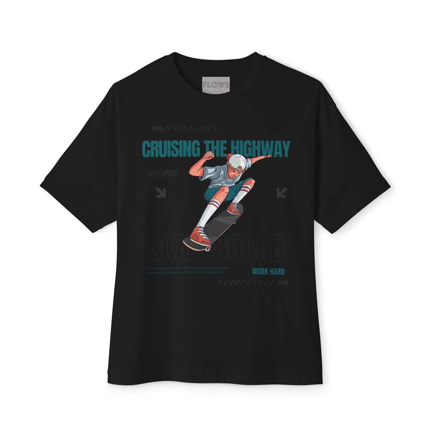 Unisex Oversized Boxy Tee - 'Cruising the Highway' Skateboard Graphic Tee