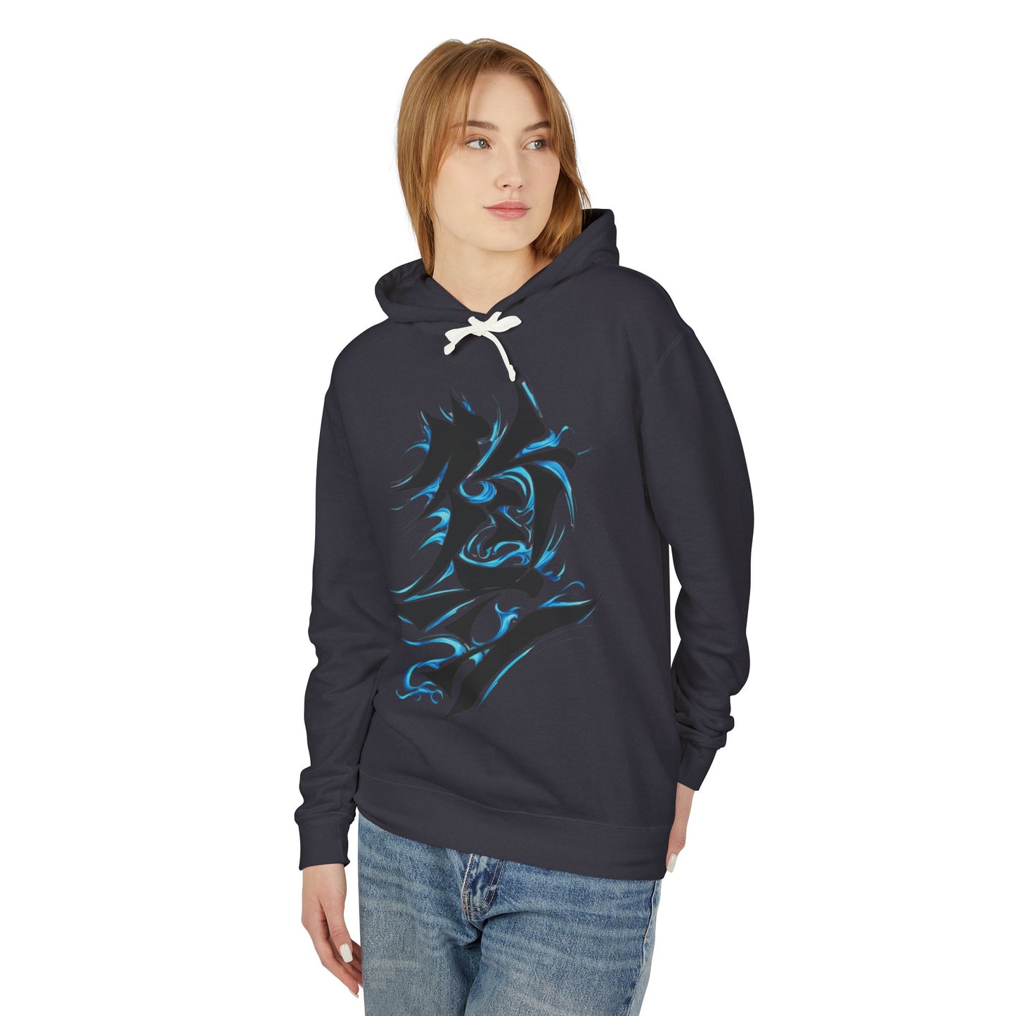 Unisex Hoodie with Dragon and Calligraphy Design - Lightweight Streetwear