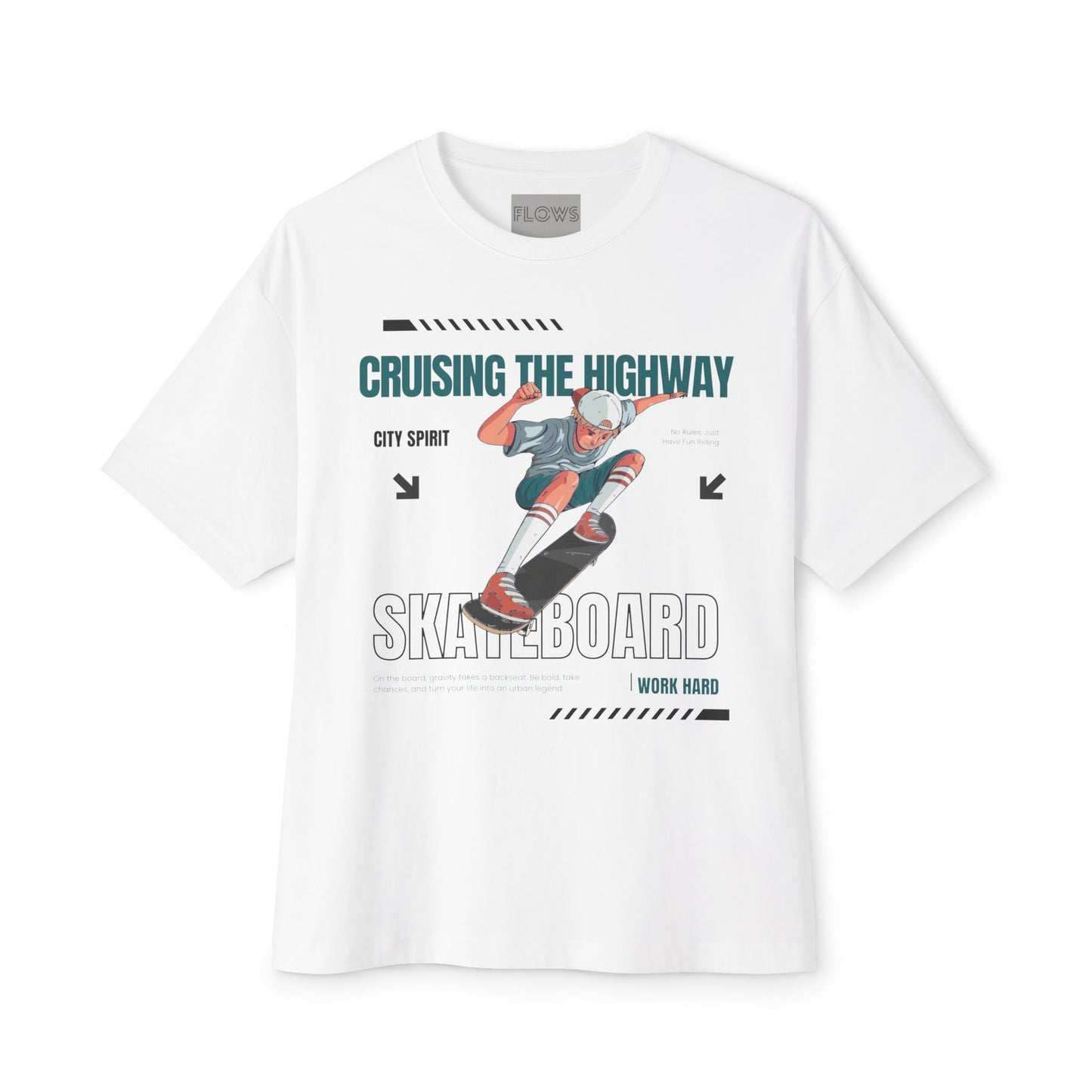 Unisex Oversized Boxy Tee - 'Cruising the Highway' Skateboard Graphic Tee