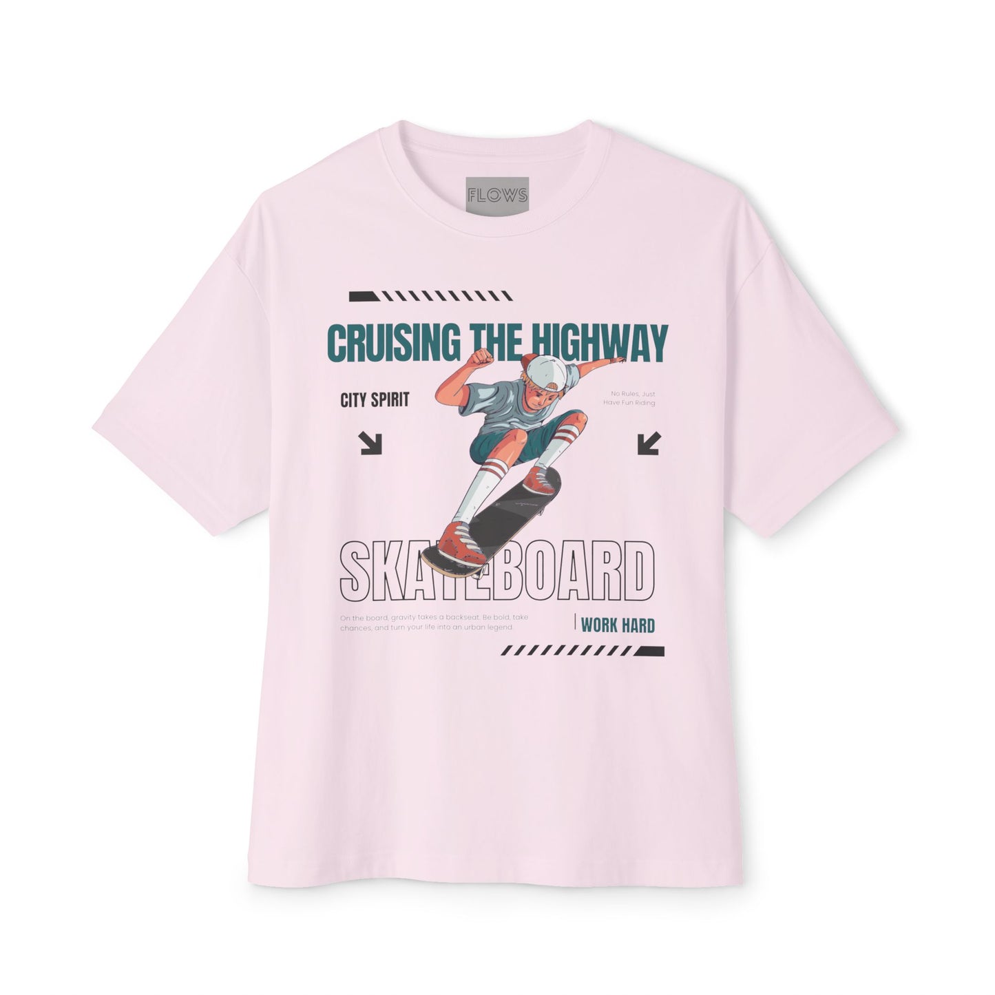 Unisex Oversized Boxy Tee - 'Cruising the Highway' Skateboard Graphic Tee