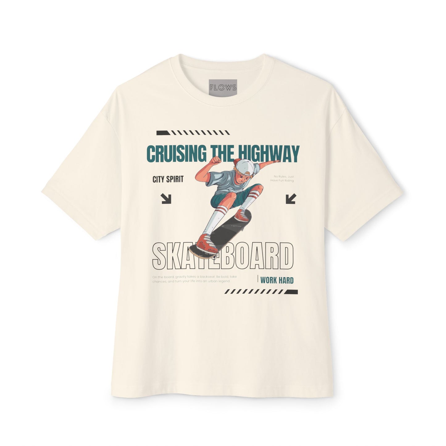 Unisex Oversized Boxy Tee - 'Cruising the Highway' Skateboard Graphic Tee